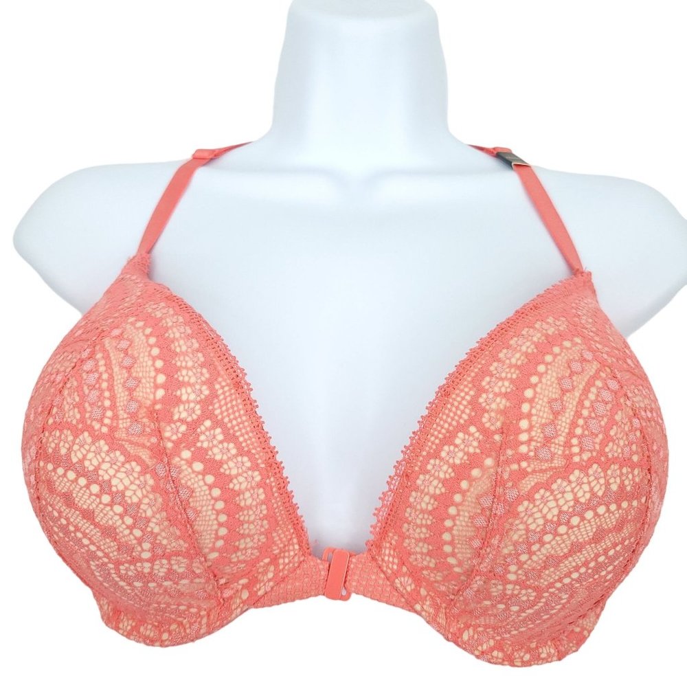 Victorias Secret Very Sexy Push Up Bra Halter Sz 32DDD Pink Padded Front Closure